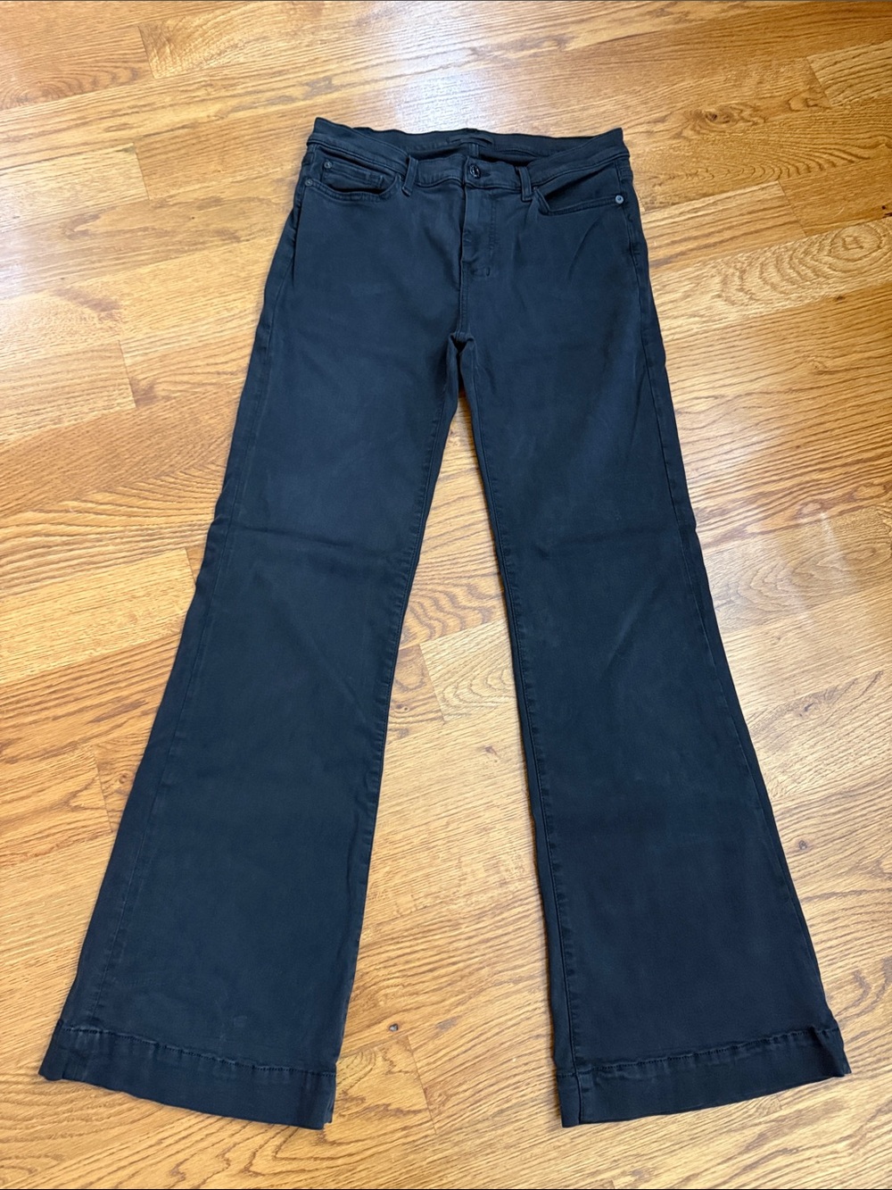 7 For All Mankind Dojo Tailorless Black Flare Jeans